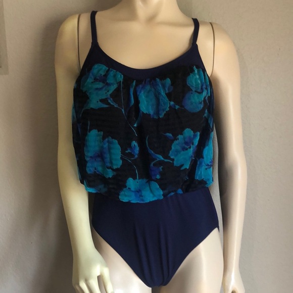 Basic Editions Other - NWOT Navy floral one Piece Swimsuit